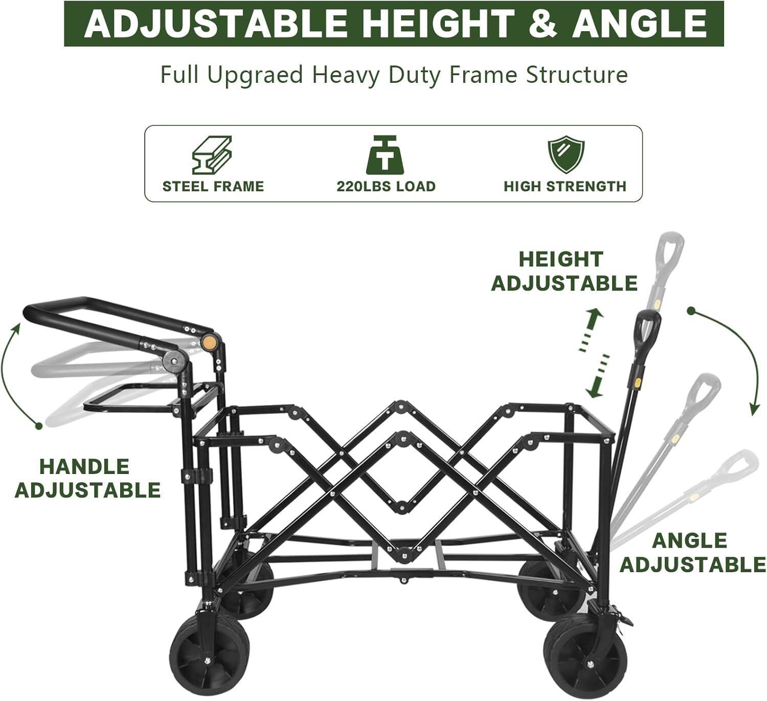 Loheer Heavy Duty Collapsible Wagon with Canopy, All Terrain Beach ...