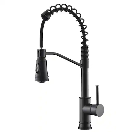 Front. Boyel Living - Matte Black Single Handle No Sensor Gooseneck Pull Down Sprayer Kitchen Faucet - Matte Black.