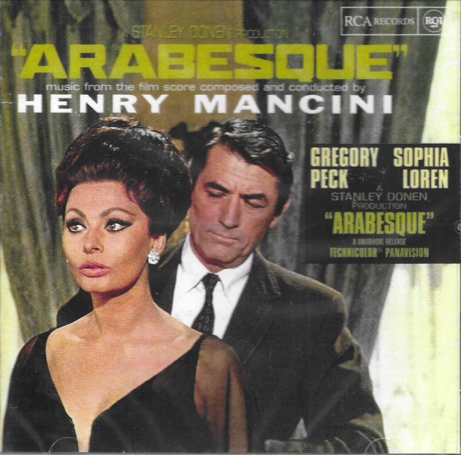 RCA RECORDS
STANLEY DONEN PRODUCTION
"ARABESQUE"
music from the film score composed and conducted by
HENRY MANCINI
GREGORY PECK
SOPHIA LOREN
STANLEY DONEN PRODUCTION
"ARABESQUE"
A UNIVERSAL RELEASE
TECHNICOLOR PANAVISION
RCA RECORDS
RCA