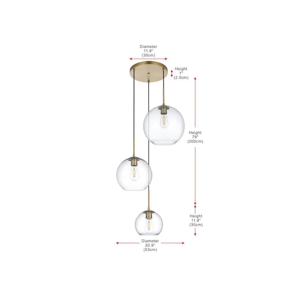 Living District - Baxter 21 Inch Pendant Clear Shade in Satin Gold - Satin Gold And Clear price history on PriceWatchPro