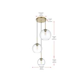 Living District - Baxter 21 Inch Pendant Clear Shade in Satin Gold - Satin Gold And Clear