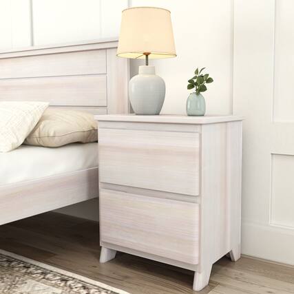 Front. Plank+Beam - Plank+Beam Farmhouse 2 Drawer Nightstand, Whitewash - White Wash.