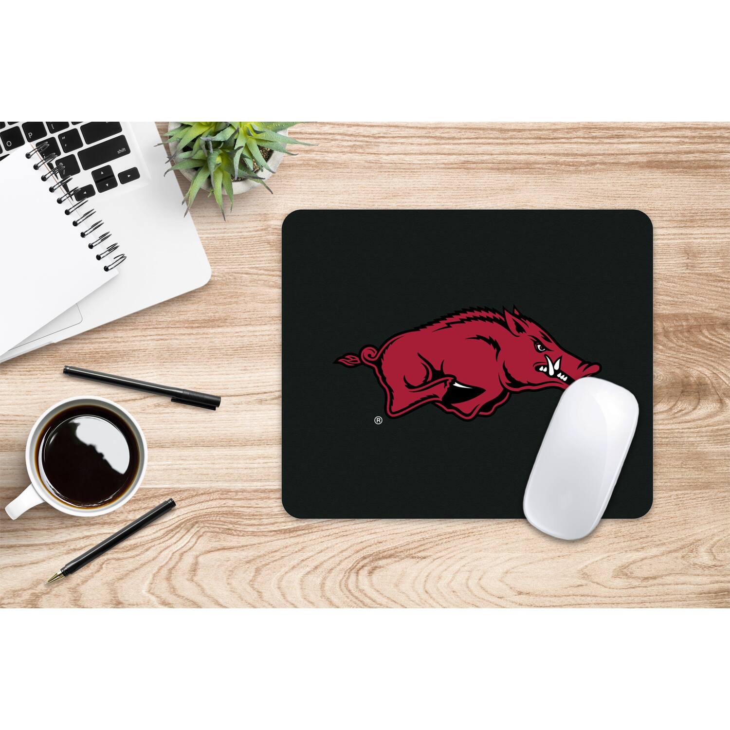 Alt View 1. OTM Essentials - Black Arkansas Razorbacks Primary Logo Mouse Pad - Black.