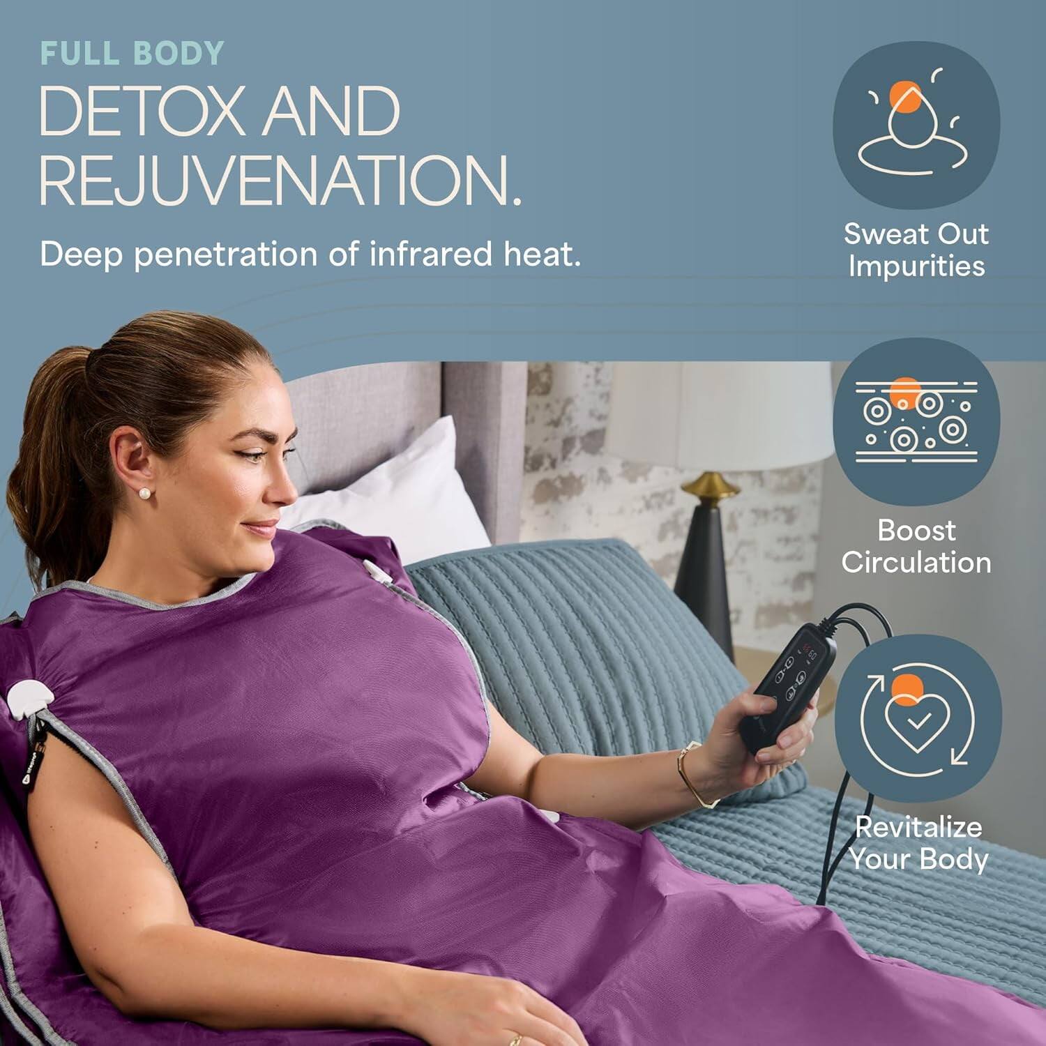 FULL BODY DETOX AND REJUVENATION.

Deep penetration of infrared heat.

- Sweat Out Impurities
- Boost Circulation
- Revitalize Your Body