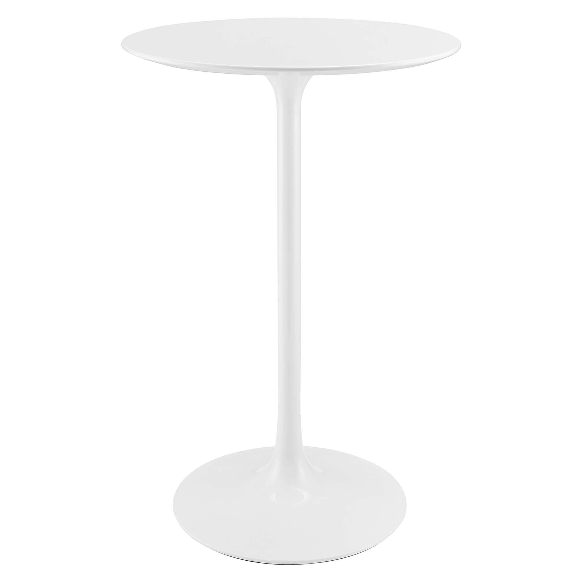 Angle. Modway - Lippa Round Wood Bar Table - White.