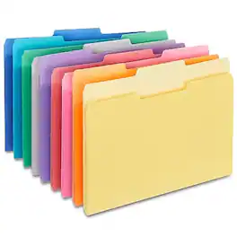 Staples - File Folders, 1/3-Cut Tab, Letter Size, 100/Pack (ST508804-CC) - Assorted Colors