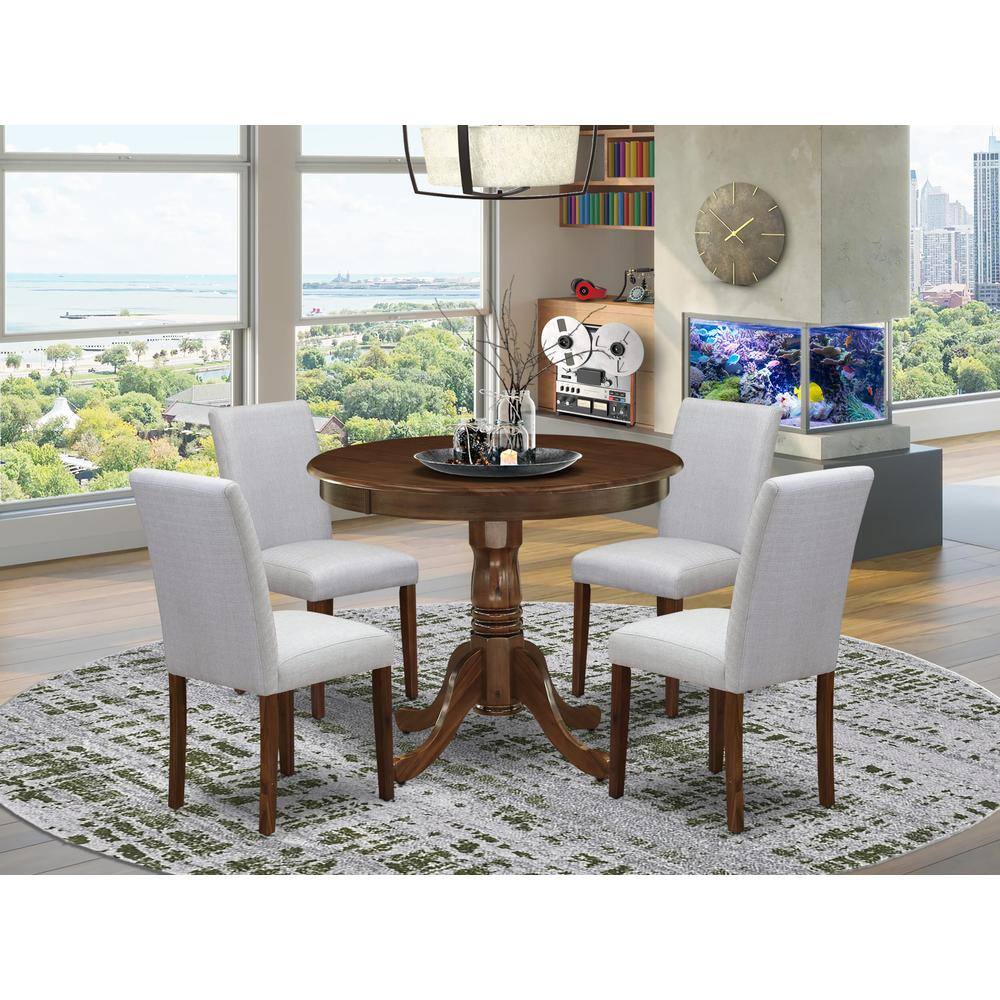 Alt View 3. East West Furniture - 5 Pc Kitchen Set Contains a Round Table and 4 Upholstered Chairs - Grey.