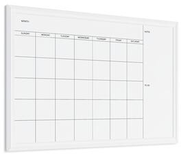 Stylel Star - Magnetic Dry Erase Calendar White Board 30" X 20" Wood Style Frame Includes PLAN, CREATE, COLLABORATE: Enhance your