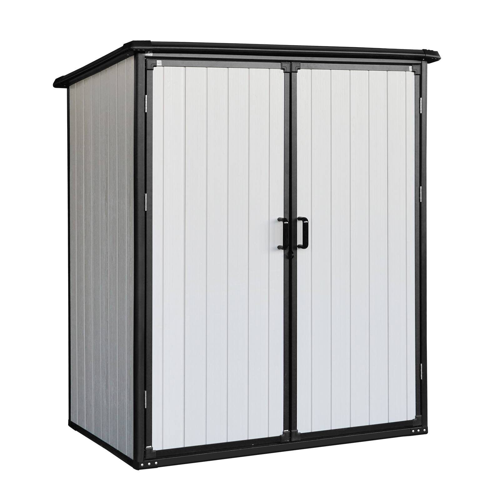 Front. Mondawe - 5x3FT Outdoor Storage Shed Waterproof Resin Cabinet with Lockable Doors - Black.