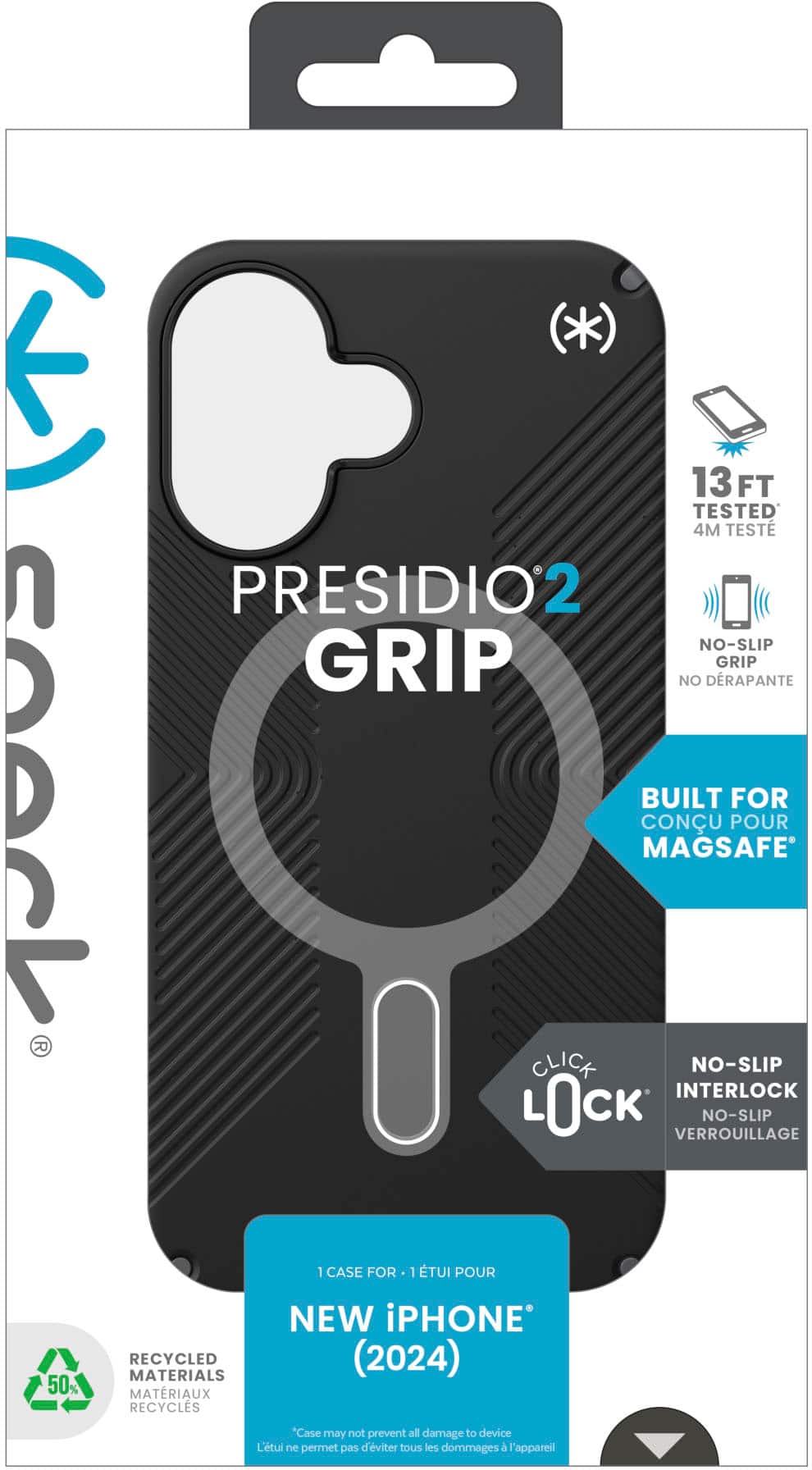 Presidio2 Grip Case for iPhone (2024)
* 13 ft tested
* Built for MagSafe
* No-slip grip
* No-slip interlock lock
* 1 case for 1 phone
* 50% recycled materials
* New iPhone (2024)
* Case may not prevent all damage to device