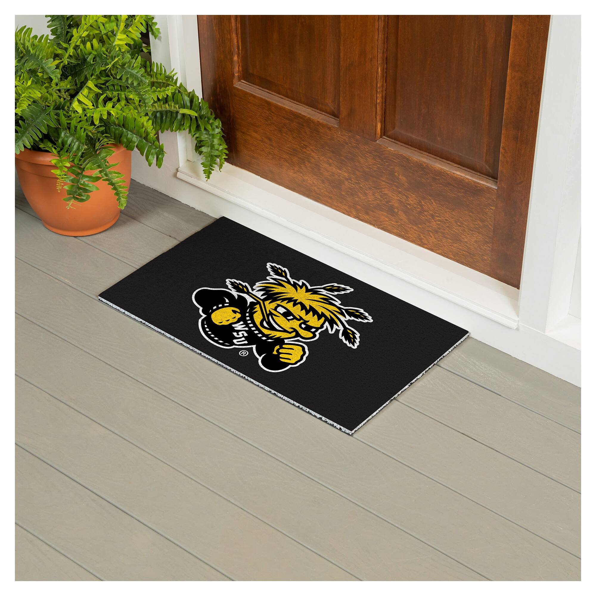 Alt View 2. Evergreen Enterprises - Wichita State Shockers 16" x 28" Full Color Indoor/Outdoor Logo Turf Mat - Multicolor.