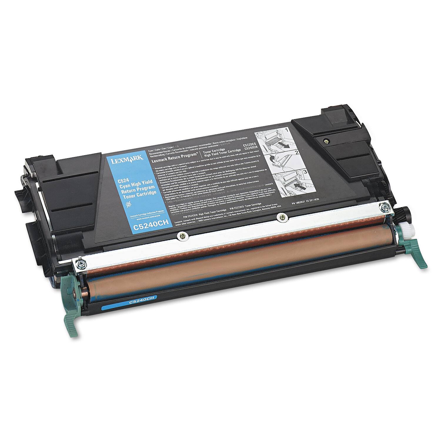 LEXMARK  
C5240CH  
C524 High Yield Return Program Toner Cartridge  

Lexmark Return Program  
Lexmark Return Program - 2 C524 Yield Cyan High Return Program Toner Cartridge C5240CH  

C5240CH