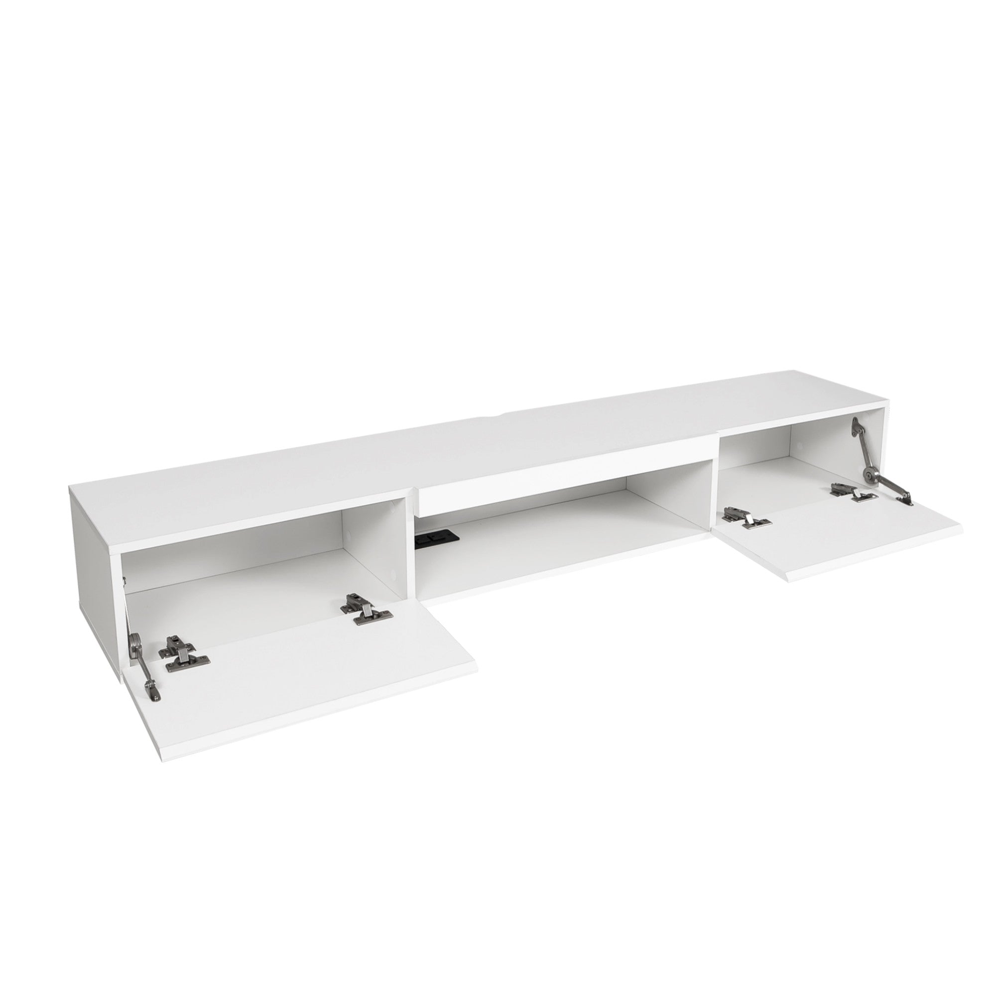 Back. Boyel Living - 63 Inch Floating TV Stand with LED Lights - White.