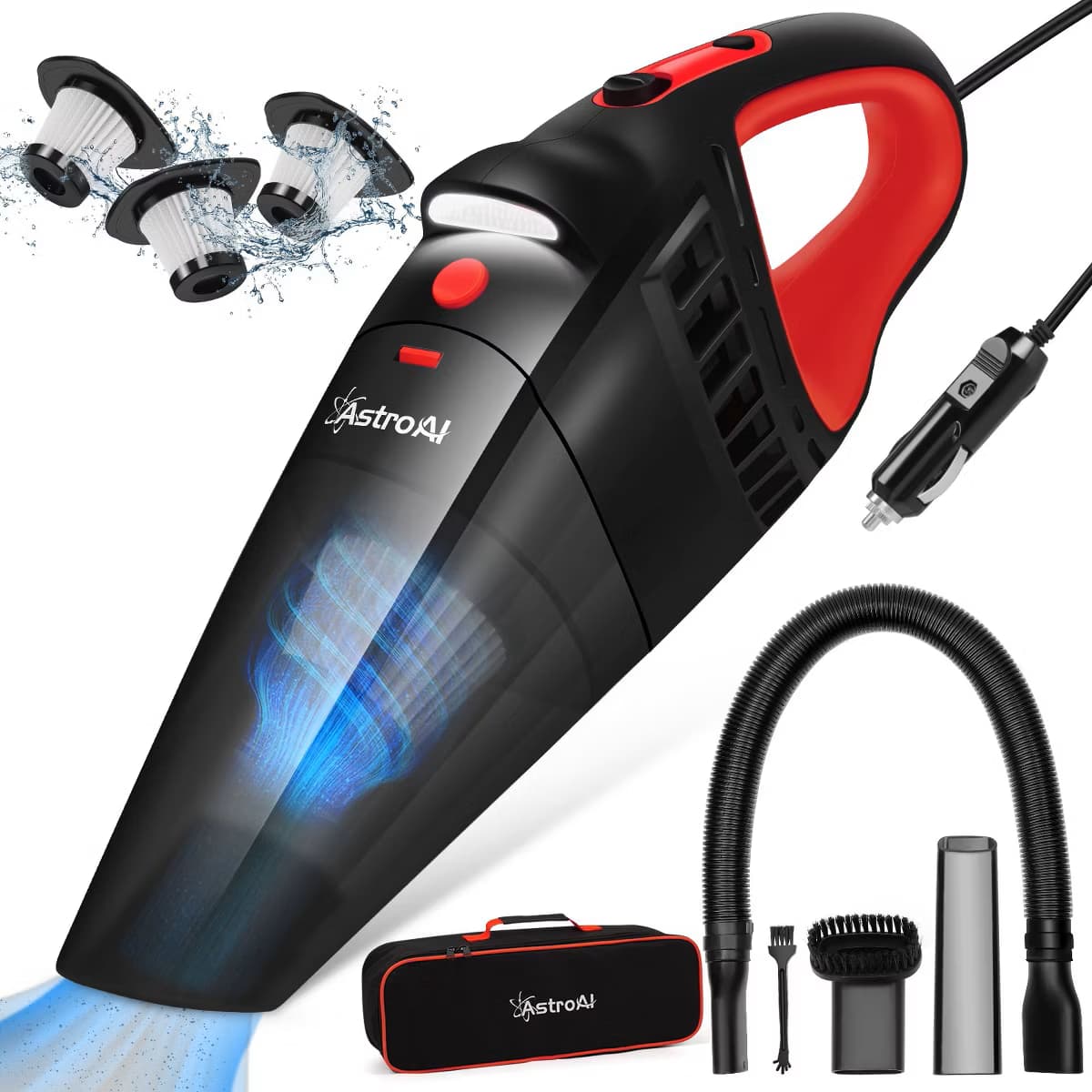 AstroAI - Portable Cyclone Handheld Car Vacuum Cleaner for Home and Auto - Black