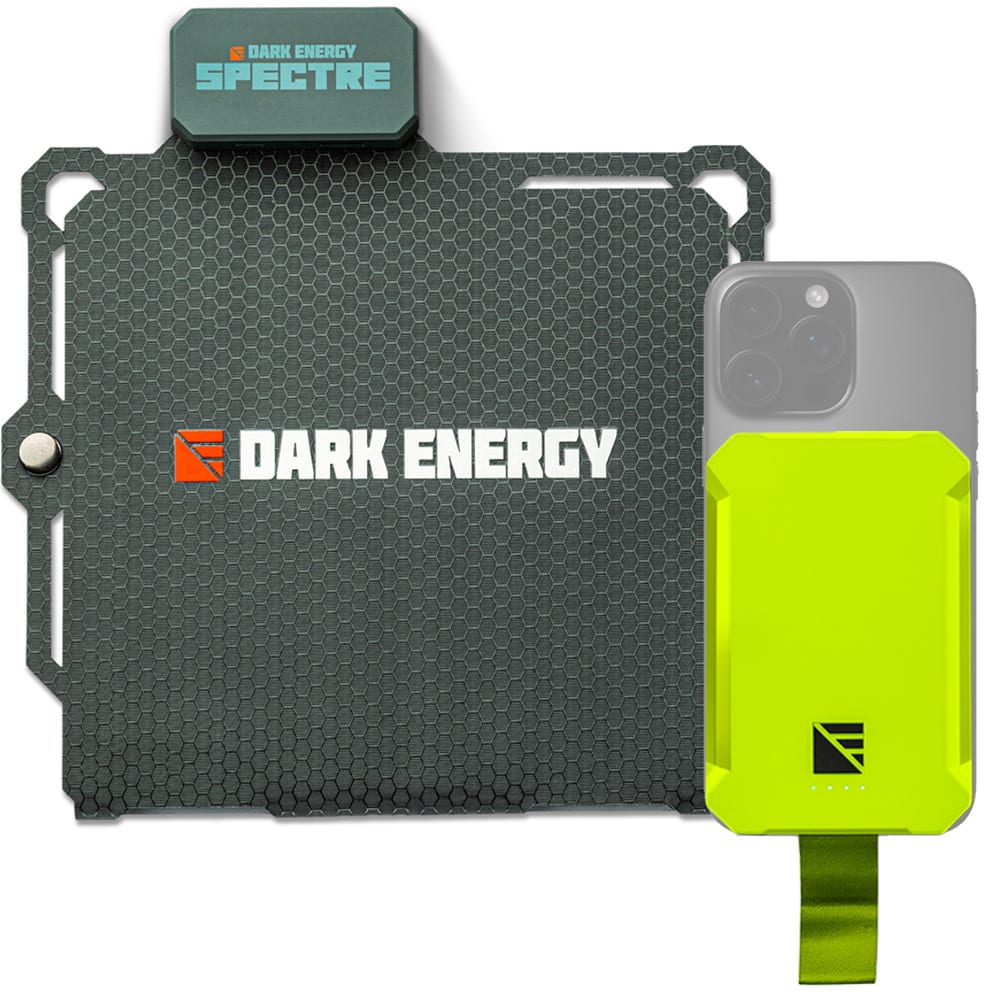 Dark Energy - Poseidon Nano 3,000mAh MagSafe Compatible Power Bank with Spectre 8W Solar Panel - Solar Generator System for Camping - Green 8W-Gray
