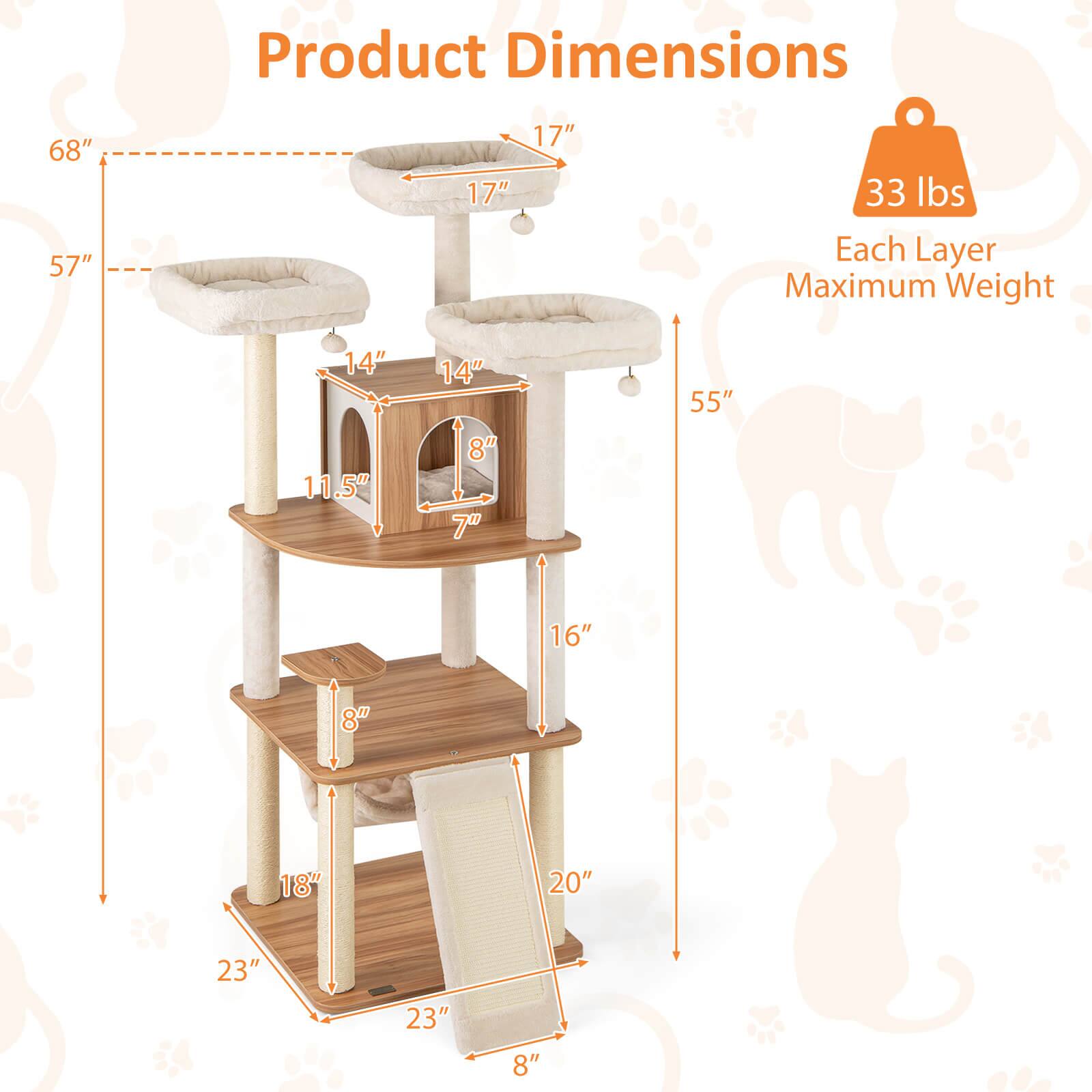 Product Dimensions  
68" x 57" x 17" x 17" x 33 lbs  
Each Layer Maximum Weight  
14" x 11.5" x 14" x 8" x 7" x 55" x 16" x 8" x 18" x 20" x 23" x 23" x 8"