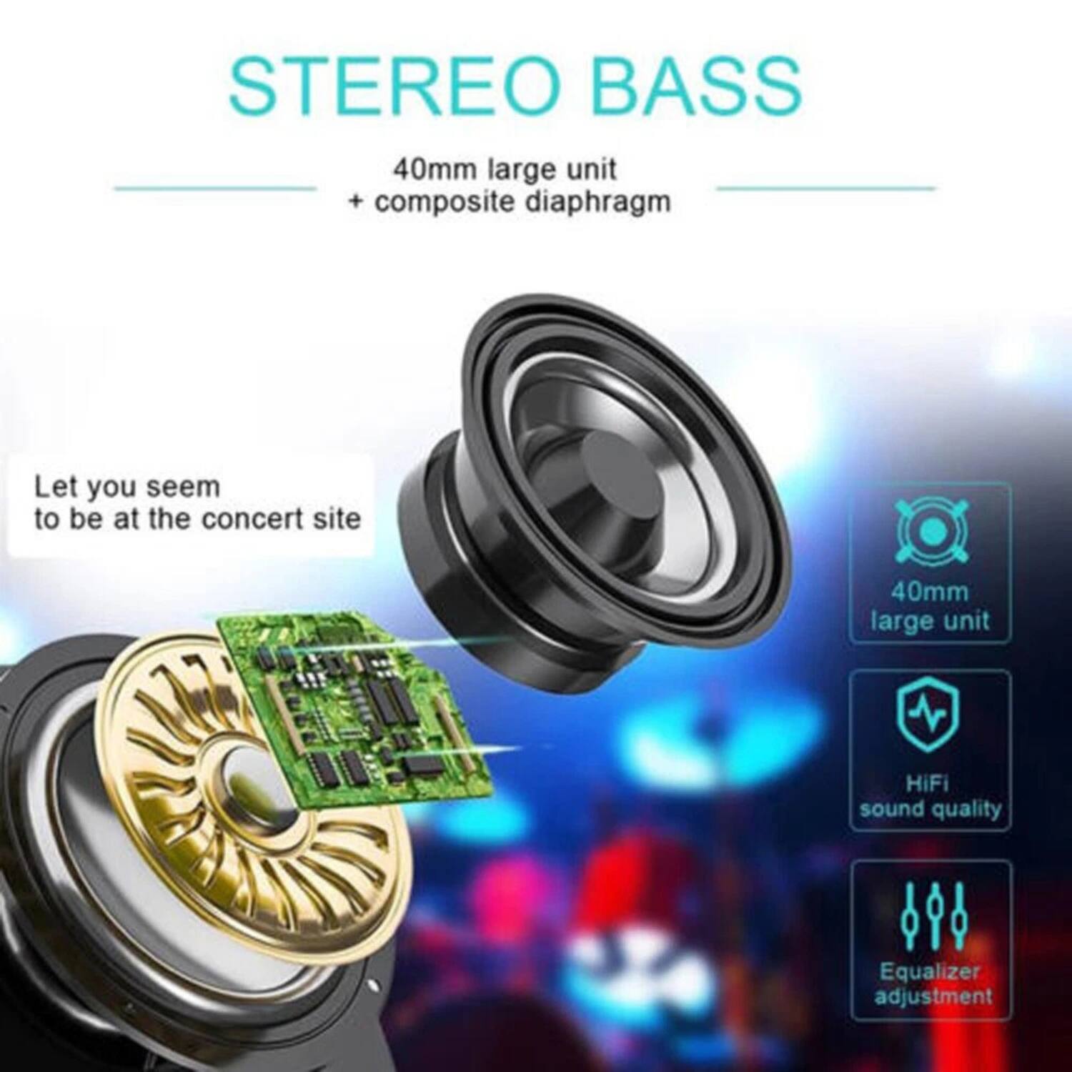 STEREO BASS
40mm large unit + composite diaphragm
Let you seem to be at the concert site
40mm large unit
HiFi sound quality
Equalizer adjustment