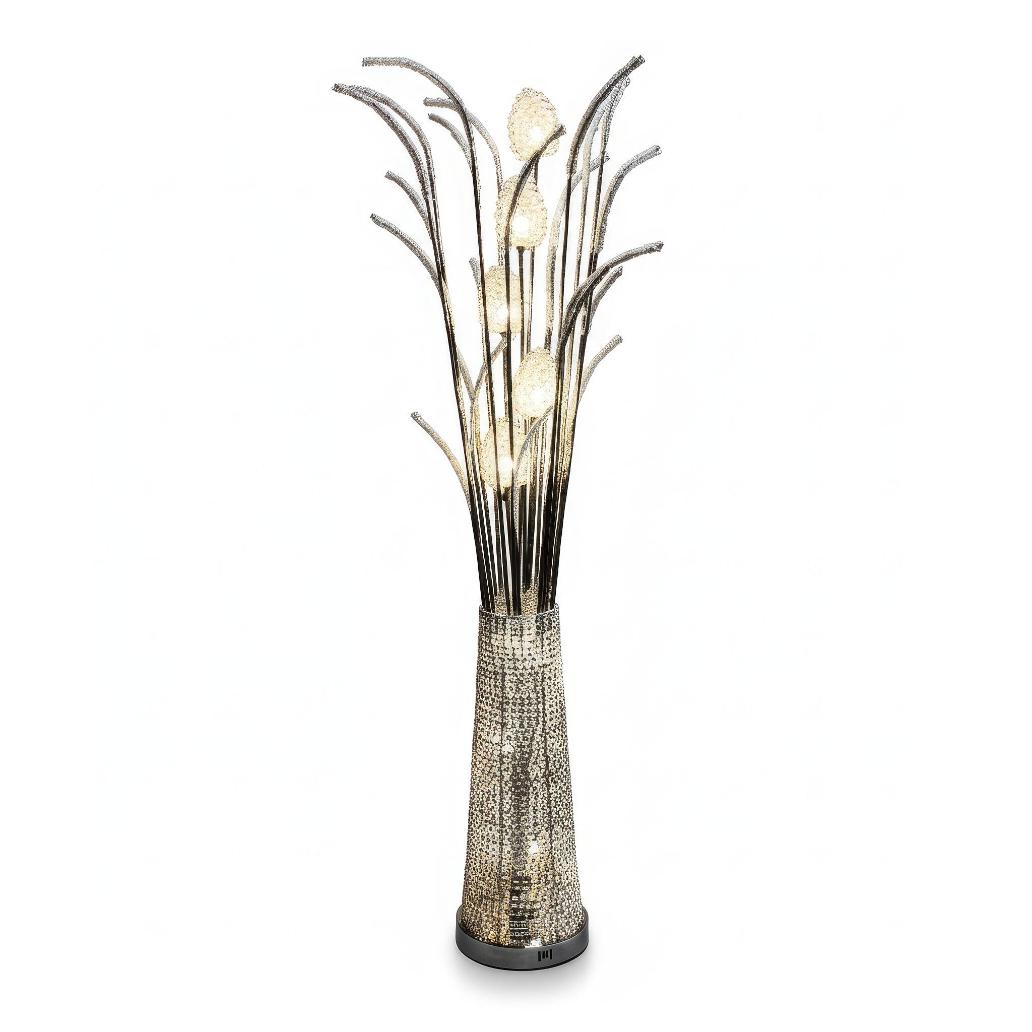 Angle. FC Design - 60"H Silver Elegant Vase with Radiant Floral Stems LED Floor Lamp.