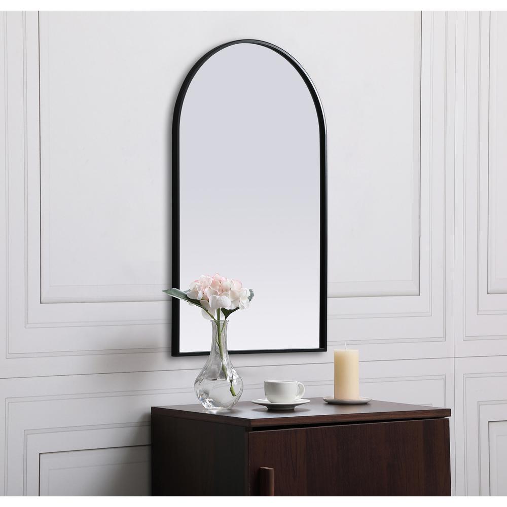 Alt View 2. Elegant Decor - Metal Frame Arch Mirror 22x36 Inch in Black - Black.