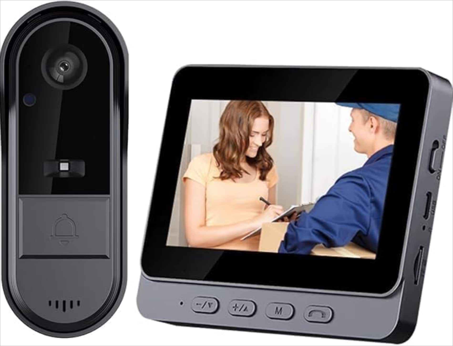 Auledio - Wireless Video Doorbell Camera,1080P HD,Two-Way Audio,170° View,IPX65 Waterproof,No Subscription/App/WiFi Needed - Black
