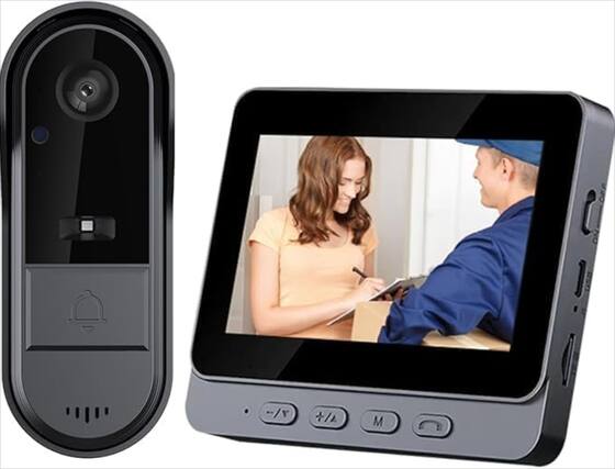 Front. Auledio - Black Wireless Video Doorbell Camera,1080P HD,Two-Way Audio,170° View,IPX65 Waterproof,No Subscription/App/WiFi Needed - black.
