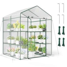 Costway - Portable Mini Greenhouse with 3 Tiers 8 Shelves Roll-up Zippered Door for Plants - Transparent