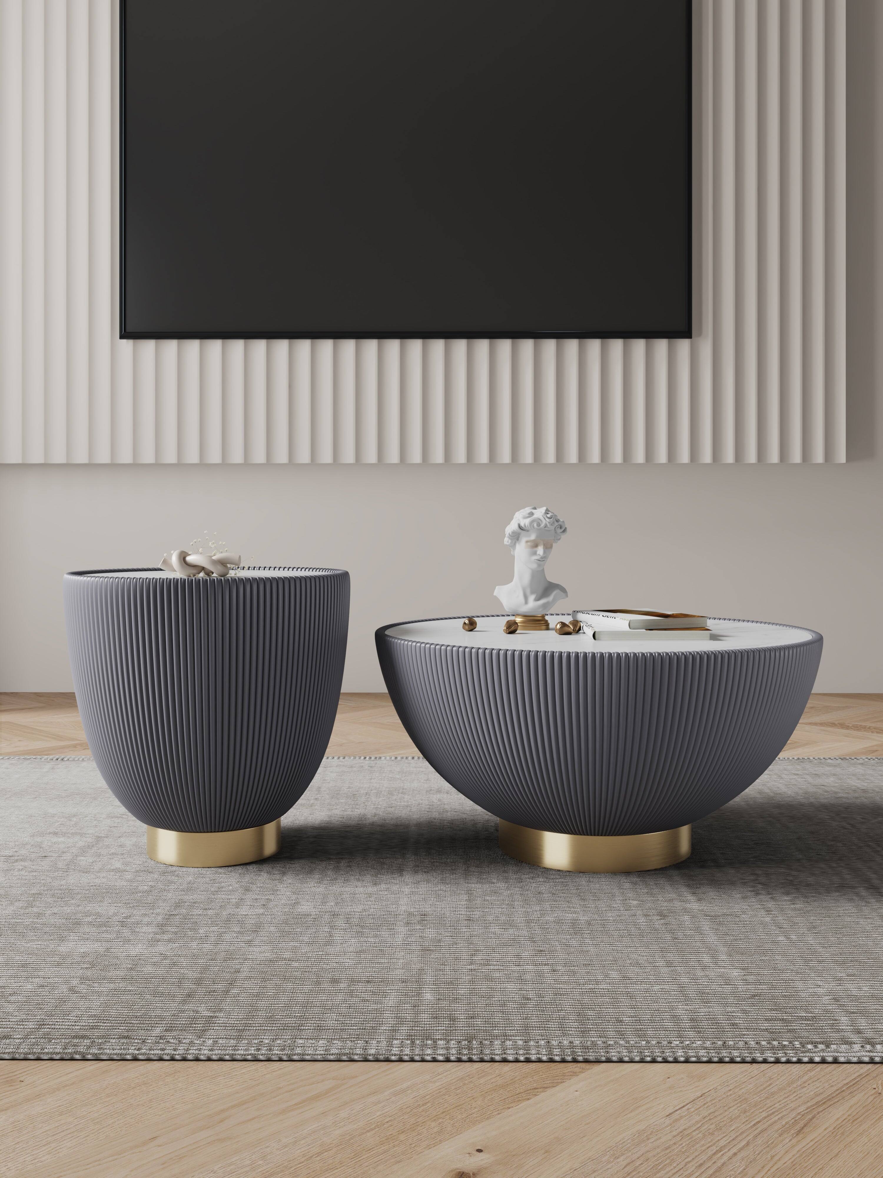 Angle. Manhattan Comfort - Anderson Modern 2-Piece Coffee Table & End Table Set - Gray.