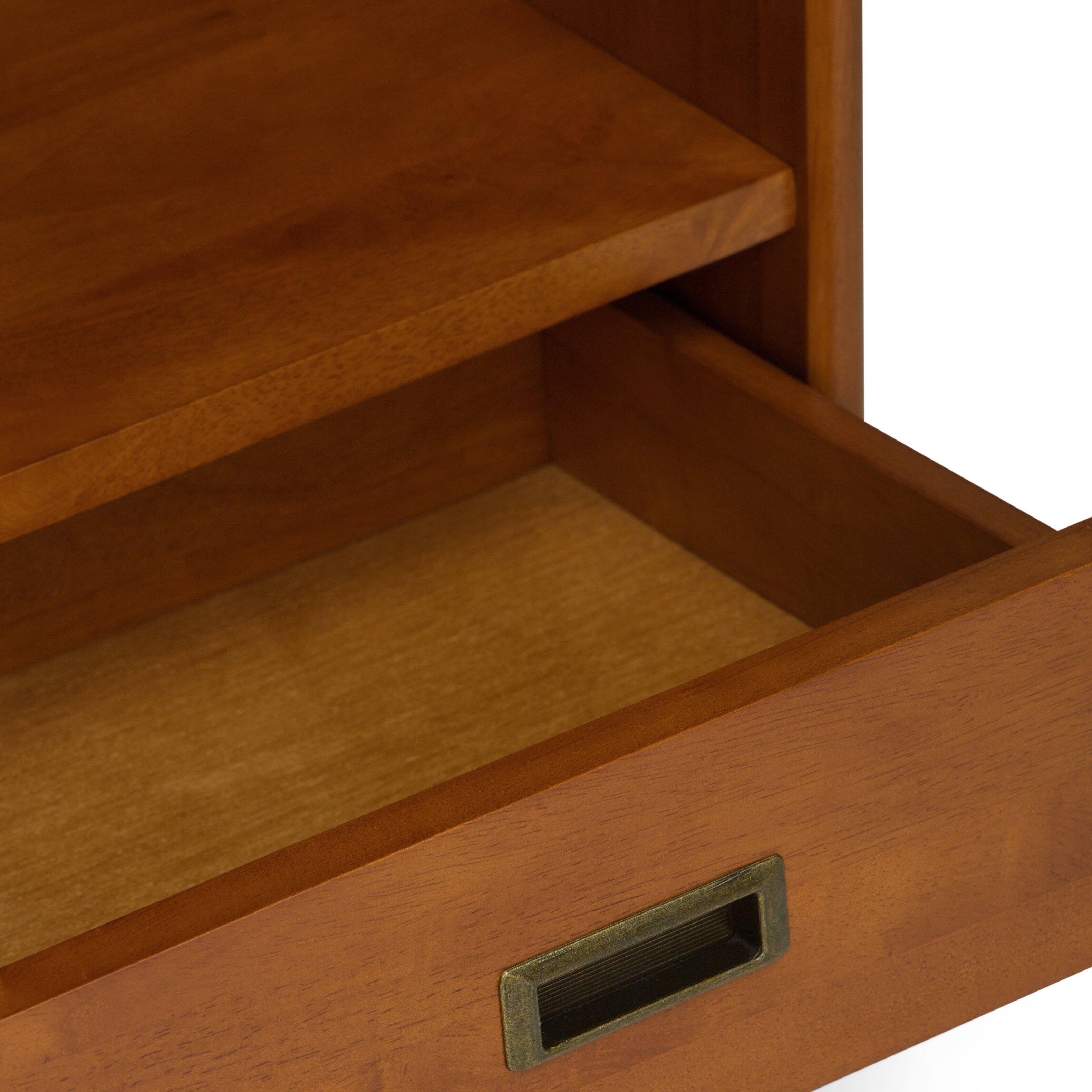 Alt View 2. TinyHomie - Draper Mid Century Wide Bookcase and Storage Unit Teak Brown.