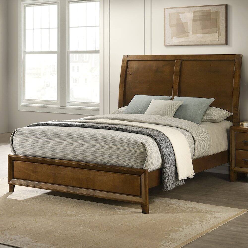 Back. New Classic Furniture - Ballard Wood Queen Panel Bed in Walnut Brown - Walnut.