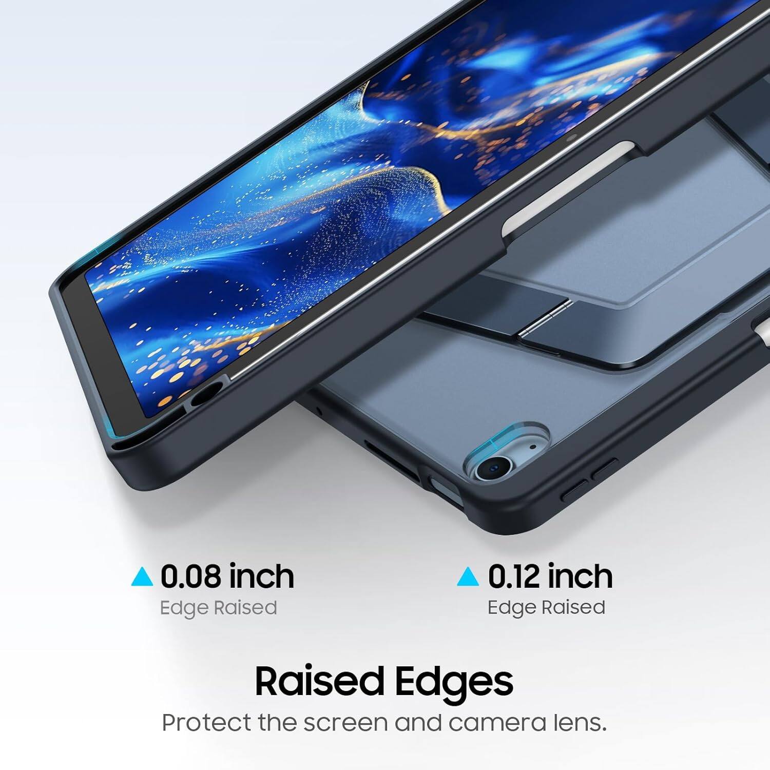0.08 inch Edge Raised  
0.12 inch Edge Raised  
Raised Edges Protect the screen and camera lens.