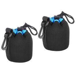 Unique Bargains - Camera Lens Bag, 2pcs 3"x3.9" Drawstring Pouch with Thick Neoprene for DSLR Lens, Water Coffee Cups - Black Blue