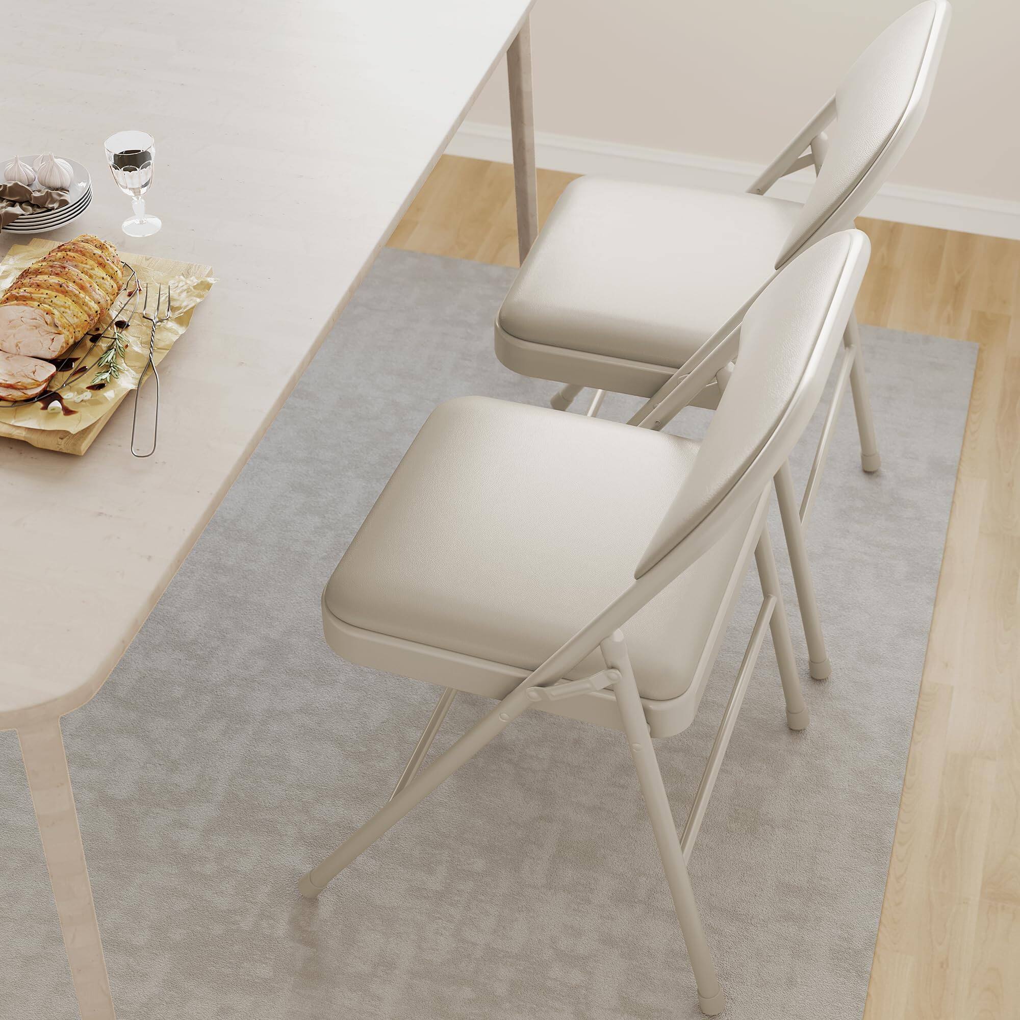 Alt View 1. Acekool - 2 Pack Folding Chairs with Padded Cushions, Padded Foldable Chair Hold Up to 350 Pounds - Beige.