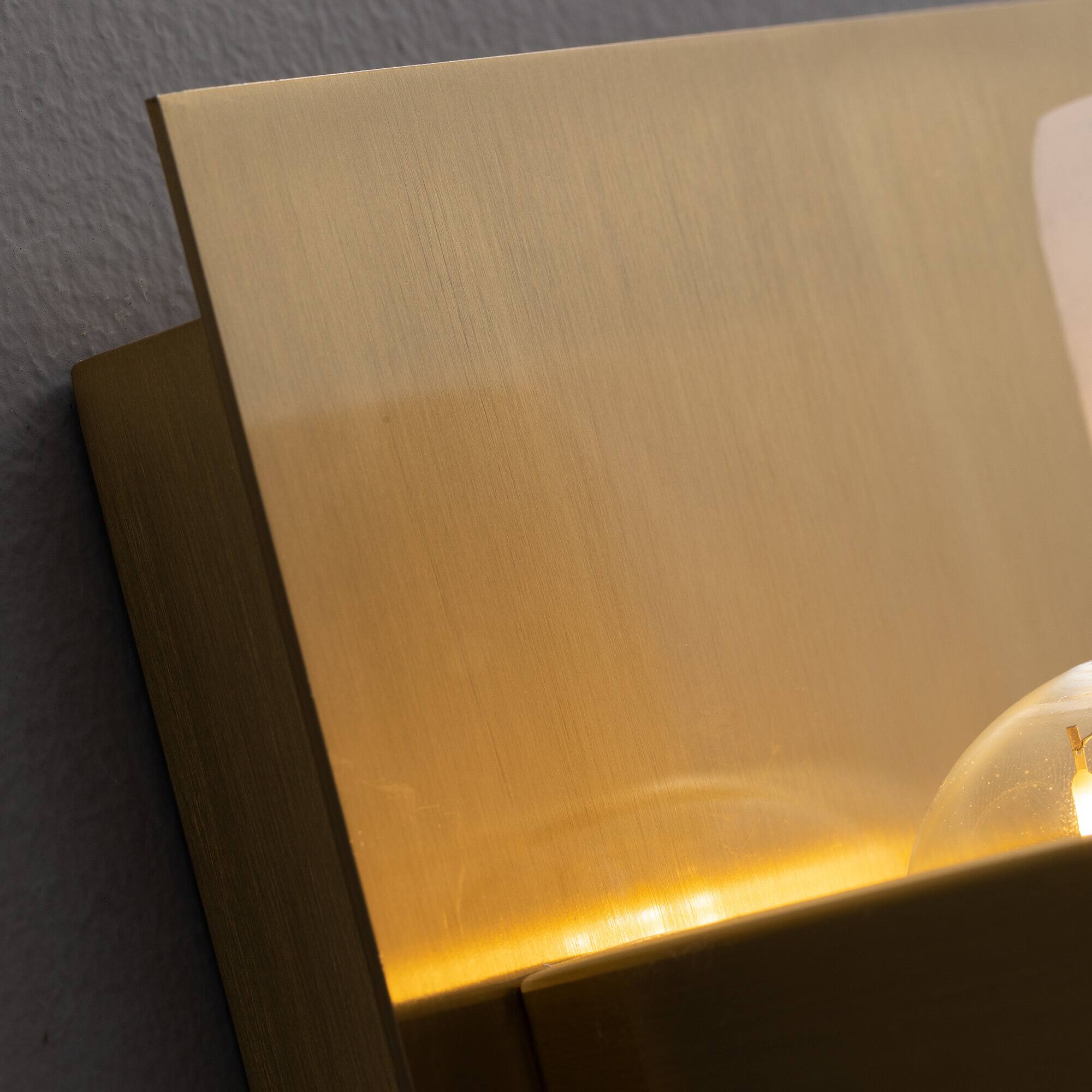 Alt View 7. Siljoy - 13.8 Inch Vertical Natural Onyx Wall Sconce Brushed Gold Square Alabaster Wall Light for Bedroom Hallway Villa - Gold.