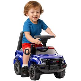 Aosom - Kids Push Ride On Car, Working PA System, Horn, Police Truck Style, Foot-to-Floor, Storage, 18 Months-5 Years