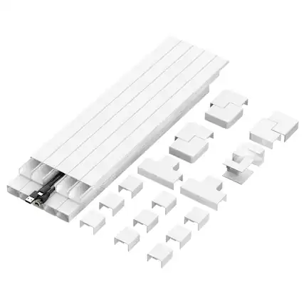Front. Mount-It! - On-Wall TV Cable Concealer Kit with Multiple Raceways & Fittings for Clean Entertainment Setup, White.