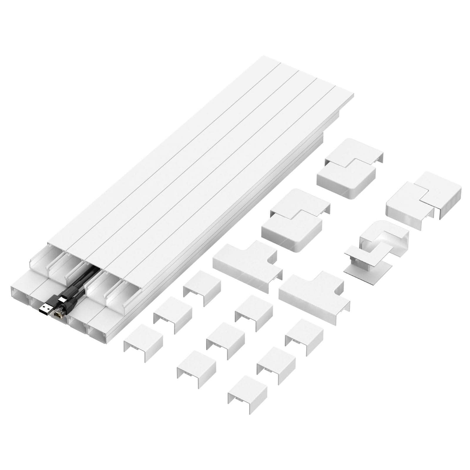 Front. Mount-It! - On-Wall TV Cable Concealer Kit with Multiple Raceways & Fittings for Clean Entertainment Setup, White.