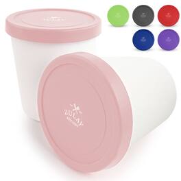 Zulay Kitchen - Large Ice Cream Containers For Homemade Ice Cream - Reusable Ice Cream Container Set with Lids - Pink