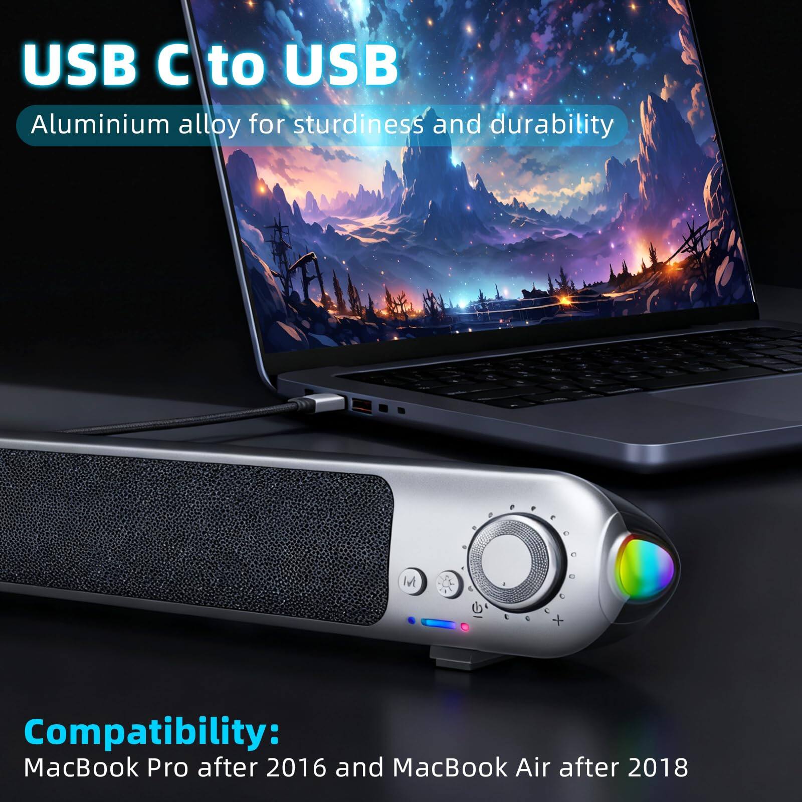 USB C to USB  
Aluminium alloy for sturdiness and durability  

Compatibility:  
MacBook Pro after 2016 and MacBook Air after 2018