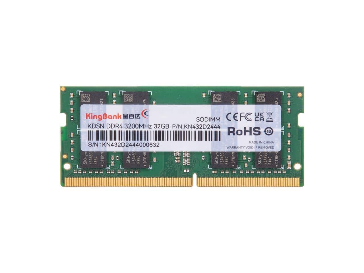 KingBank - 32GB 260-Pin DDR4 SO-DIMM DDR4 3200 (PC4 25600) Laptop Memory Model KBN32G3200
