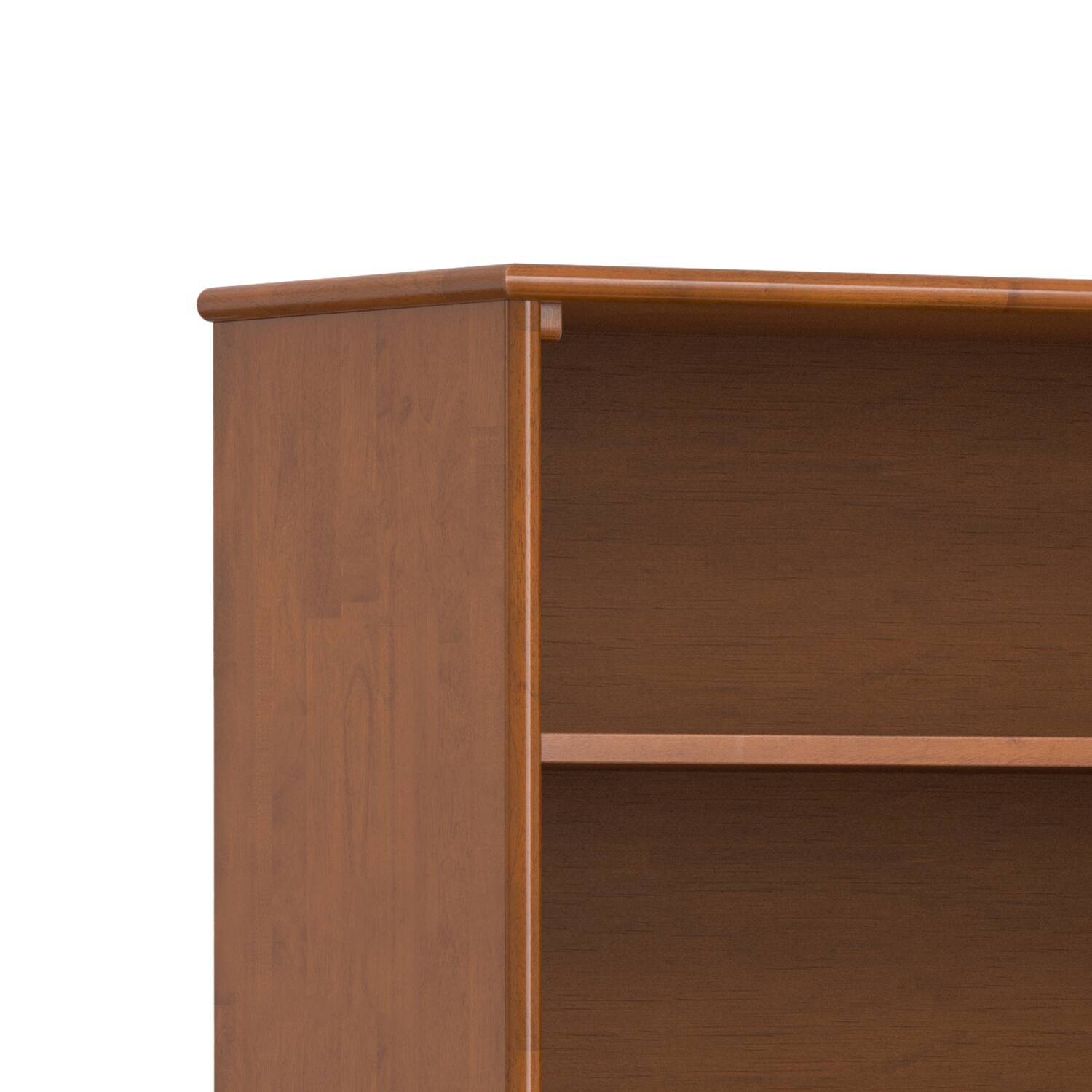Alt View 2. Simpli Home - Simpli Home Draper 64 inch Wide Solid Wood Mid Century 6 Shelf Bookcase in Teak Brown - Teak Brown.