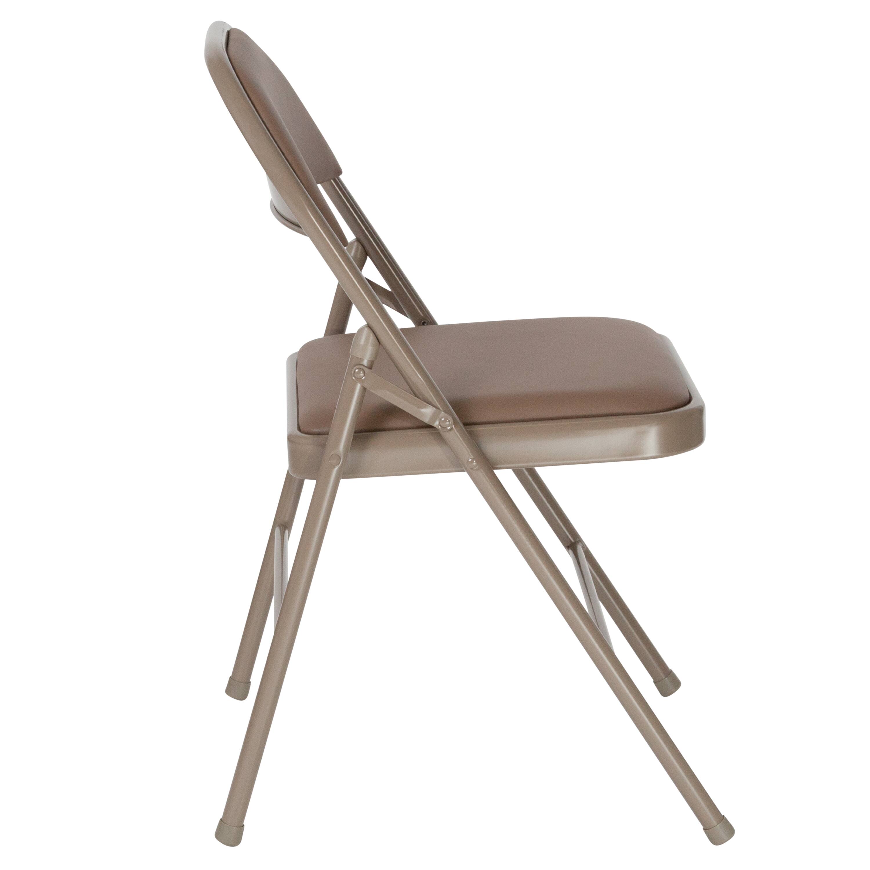 Alt View 7. Emma + Oliver - 4 Pack Vinyl Padded Metal Frame Event/Home Office Folding Chair - Beige.