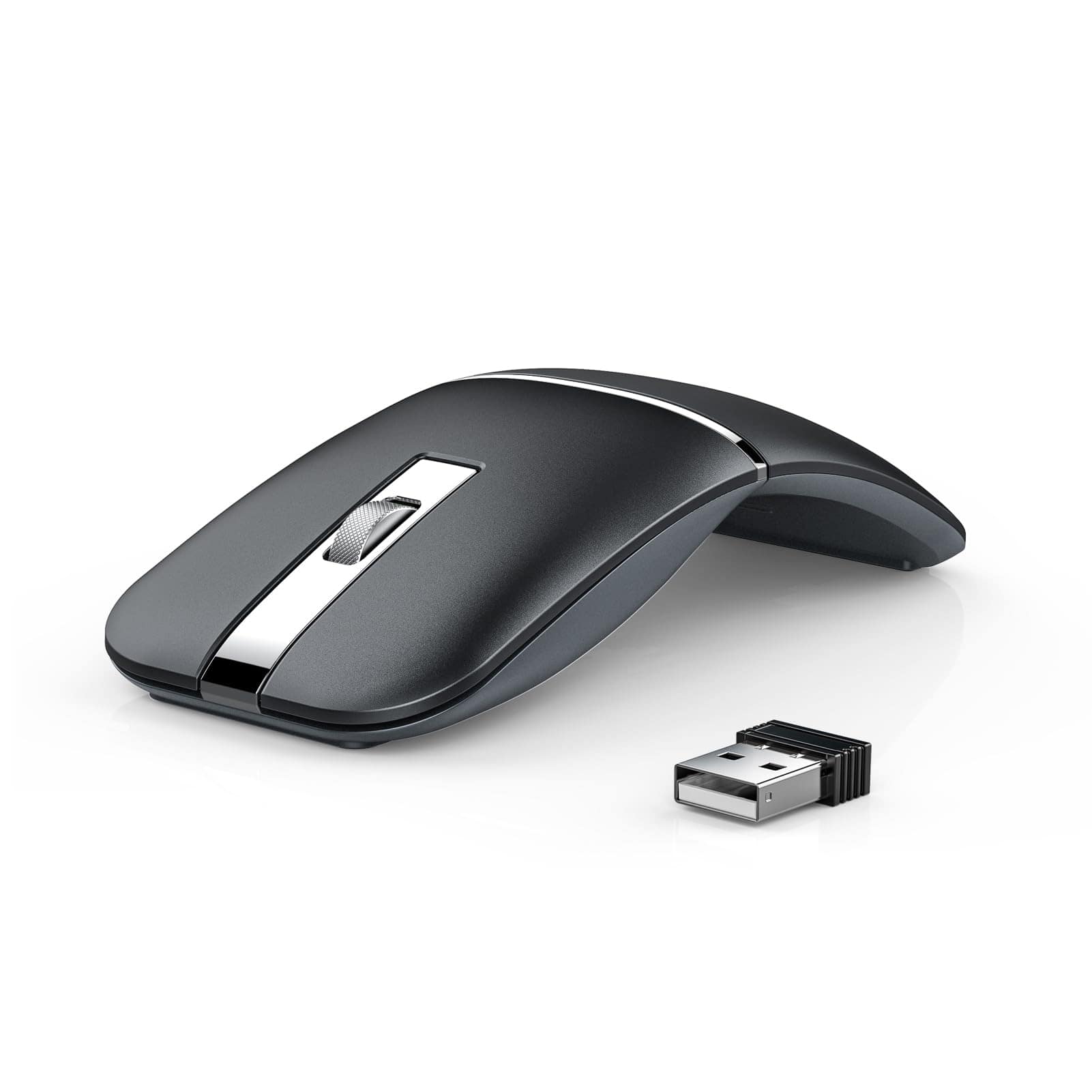 Earthley Blooms - Wireless Arc Mouse For Laptop Usb Rechargeable Computer Mice Rotatable Rotating Ultra Slim Desktop Pc - Wireless - Default