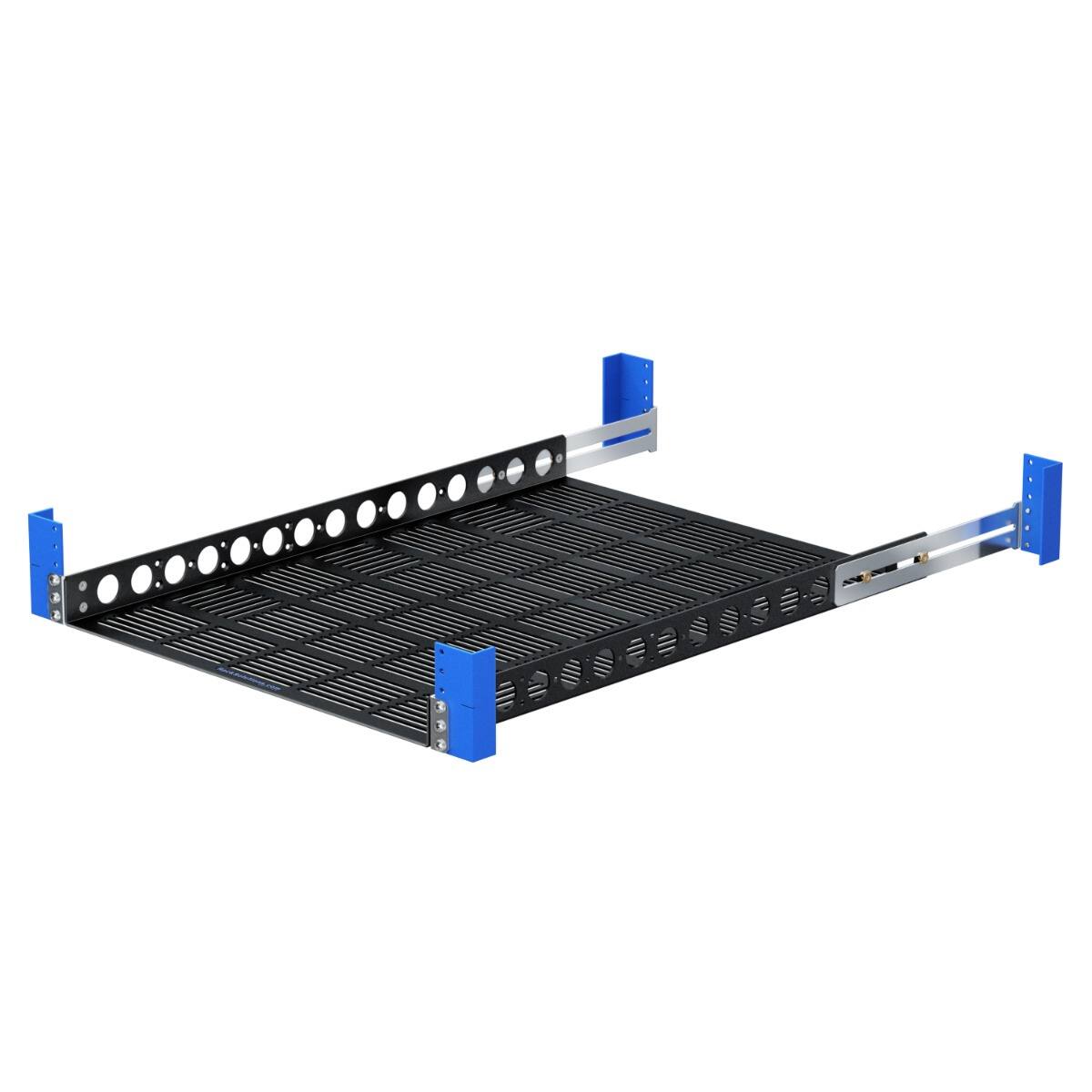 Front. RackSolutions - RackSolutions 1U 108 Fixed Shelf 24in Depth - Black.