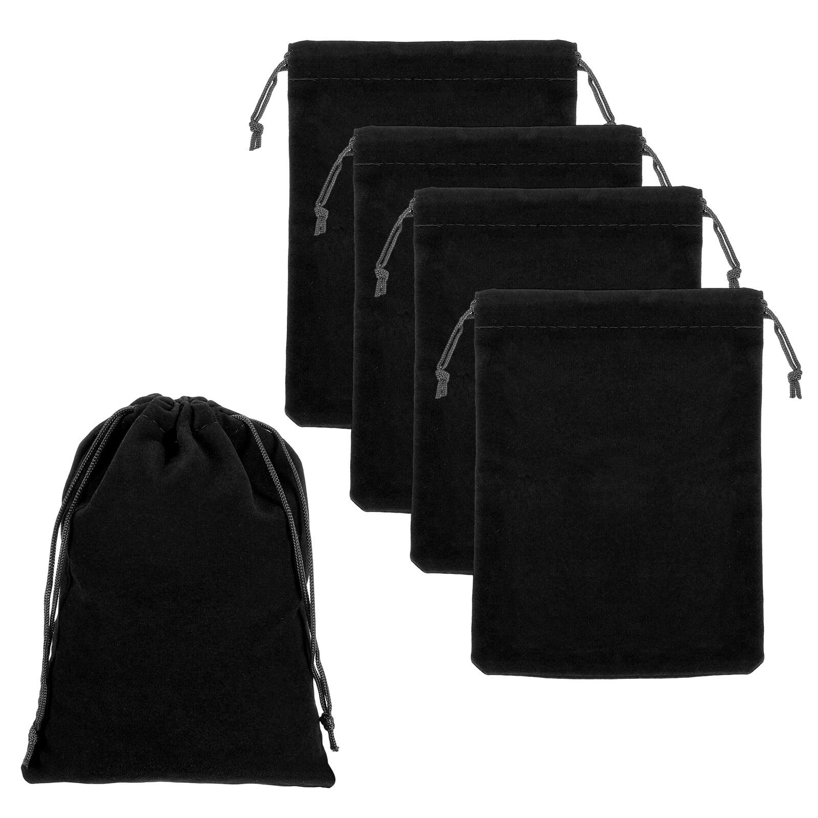 Front. Unique Bargains - Headphone Bag, 5pcs 7.09x5.12 Inch Travel Headset Carrying Storage Pouch Soft Drawstring for Over-Ear Headphones - Black.
