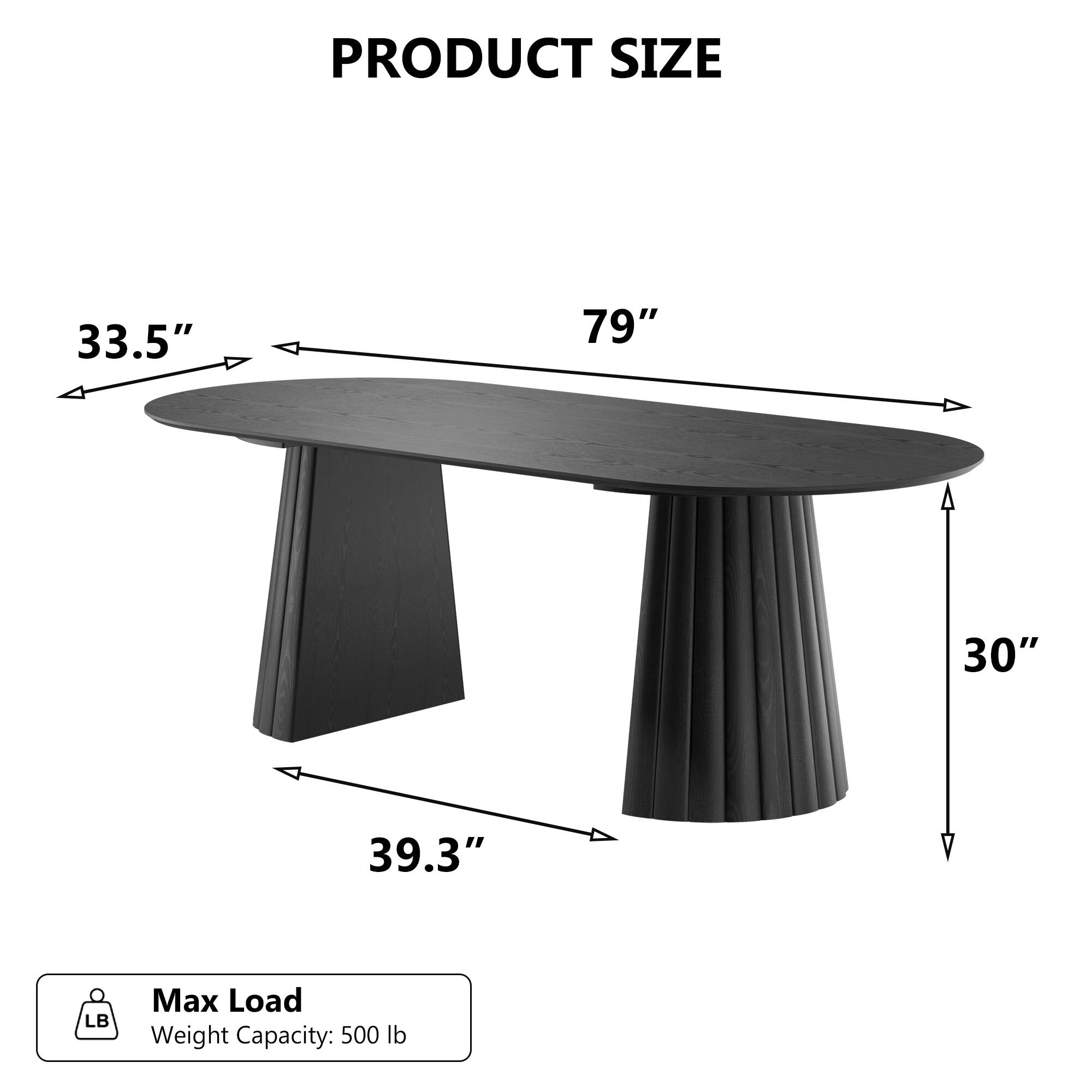 PRODUCT SIZE

- Diameter: 79"
- Width: 33.5"
- Height: 30"
- Depth: 39.3"

Max Load
Weight Capacity: 500 lb