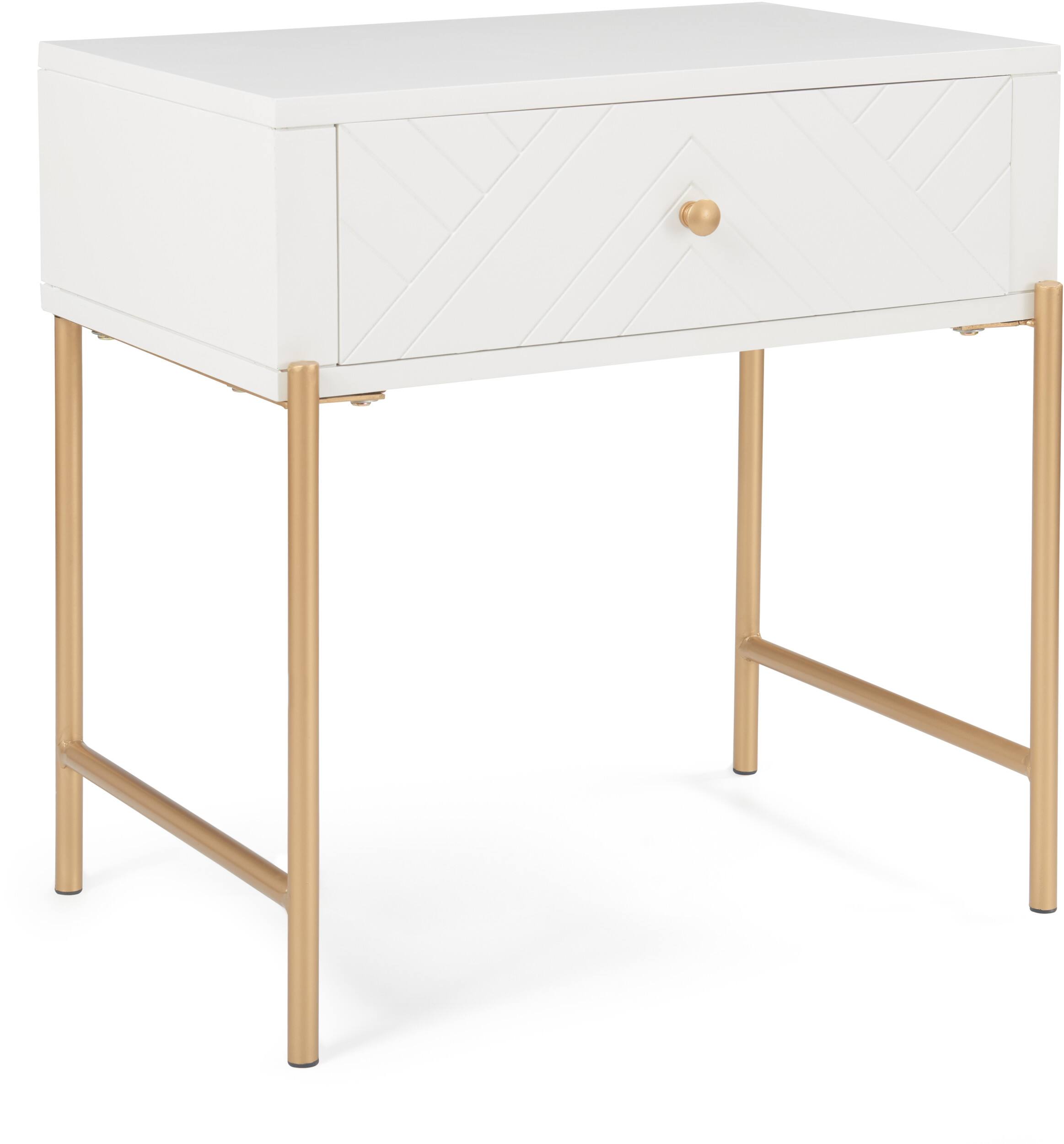 Front. Adore Decor - Jupiter Side Table - White and Gold.