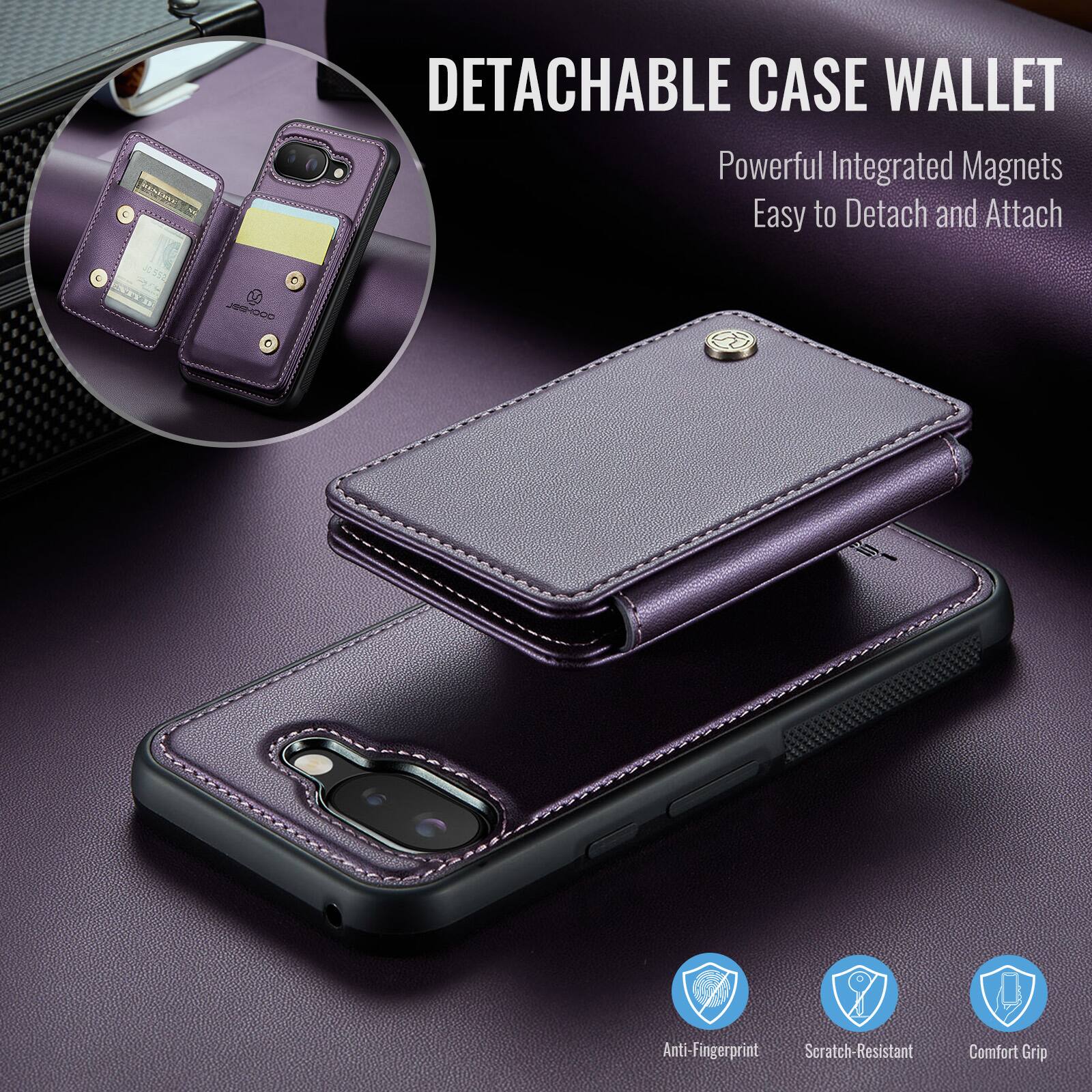 - DETACHABLE CASE WALLET
- Powerful Integrated Magnets
- Easy to Detach and Attach
- Anti-Fingerprint
- Scratch-Resistant
- Comfort Grip