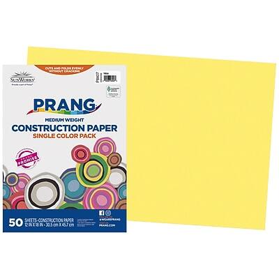 PRANG  
MEDIUM WEIGHT  
CONSTRUCTION PAPER  
SINGLE COLOR PACK  

50 SHEETS - CONSTRUCTION PAPER  
12" x 18" (30.5 cm x 45.7 cm)  

PROMISE SHEETS  
CUTS AND POLDS EVENLY WITHOUT CRACKING