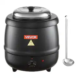 VEVOR - Electric Soup Warmer, 10QT Commercial Soup Kettle with 304 Stainless Steel Detachable Insert Pot, 95~176°F Adjustable - Black