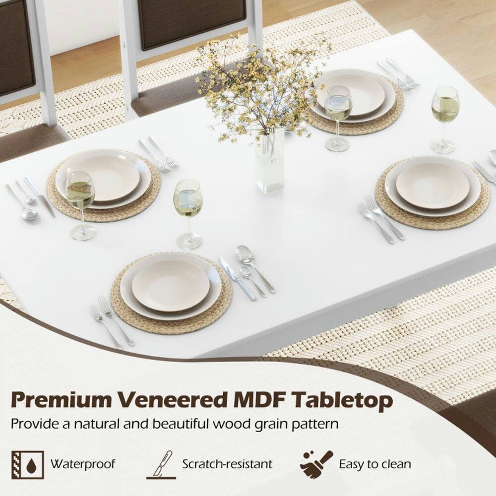 Premium Veneered MDF Tabletop  
Provide a natural and beautiful wood grain pattern  
Waterproof  
Scratch-resistant  
Easy to clean
